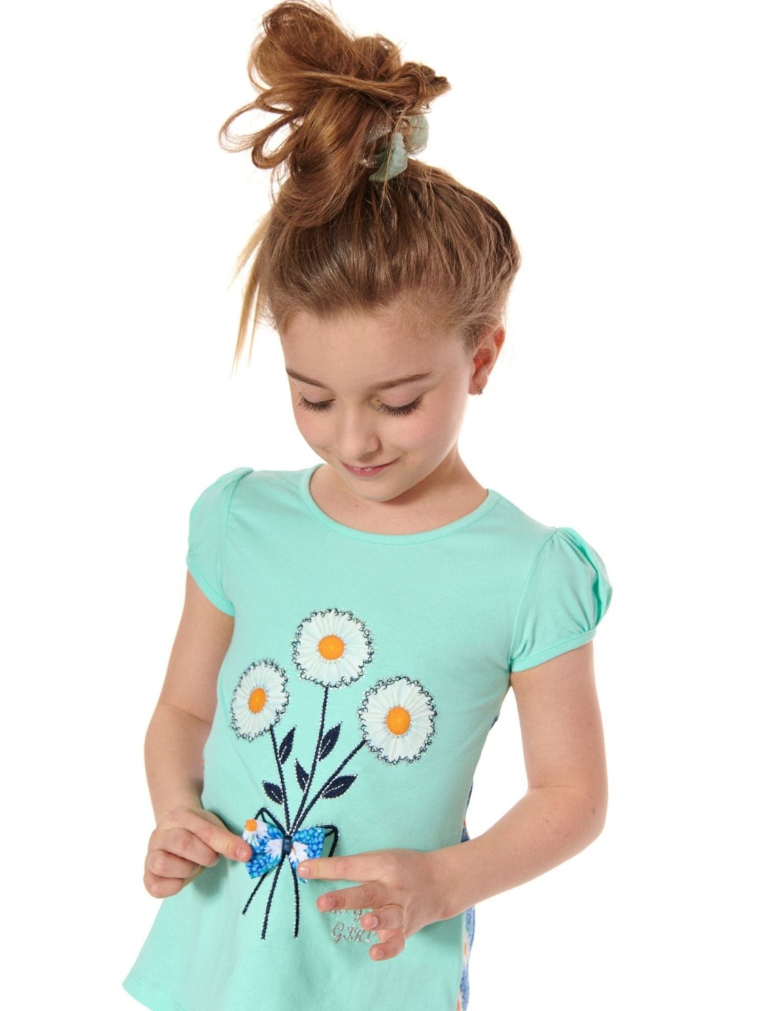 Bluza fetita cu flori, menta NDZ8157 - Magazin online - Boutique